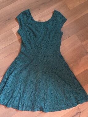 LAST CHANCE Vintage G:21 Lace Cap-Sleeve Fit & Flare Mini Dress in Teal